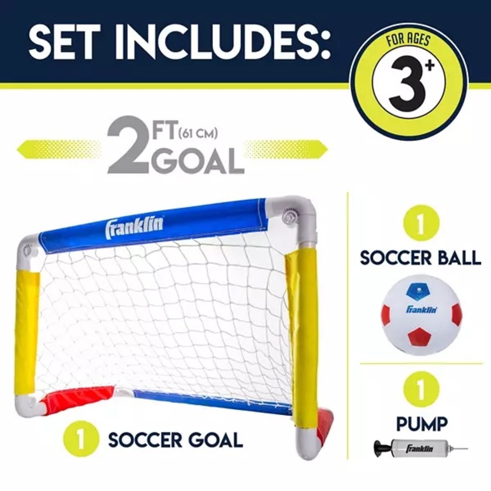 Franklin Kids 24" Soccer Goal, Pump and Ball Set For Indoor and Outdoor Sports